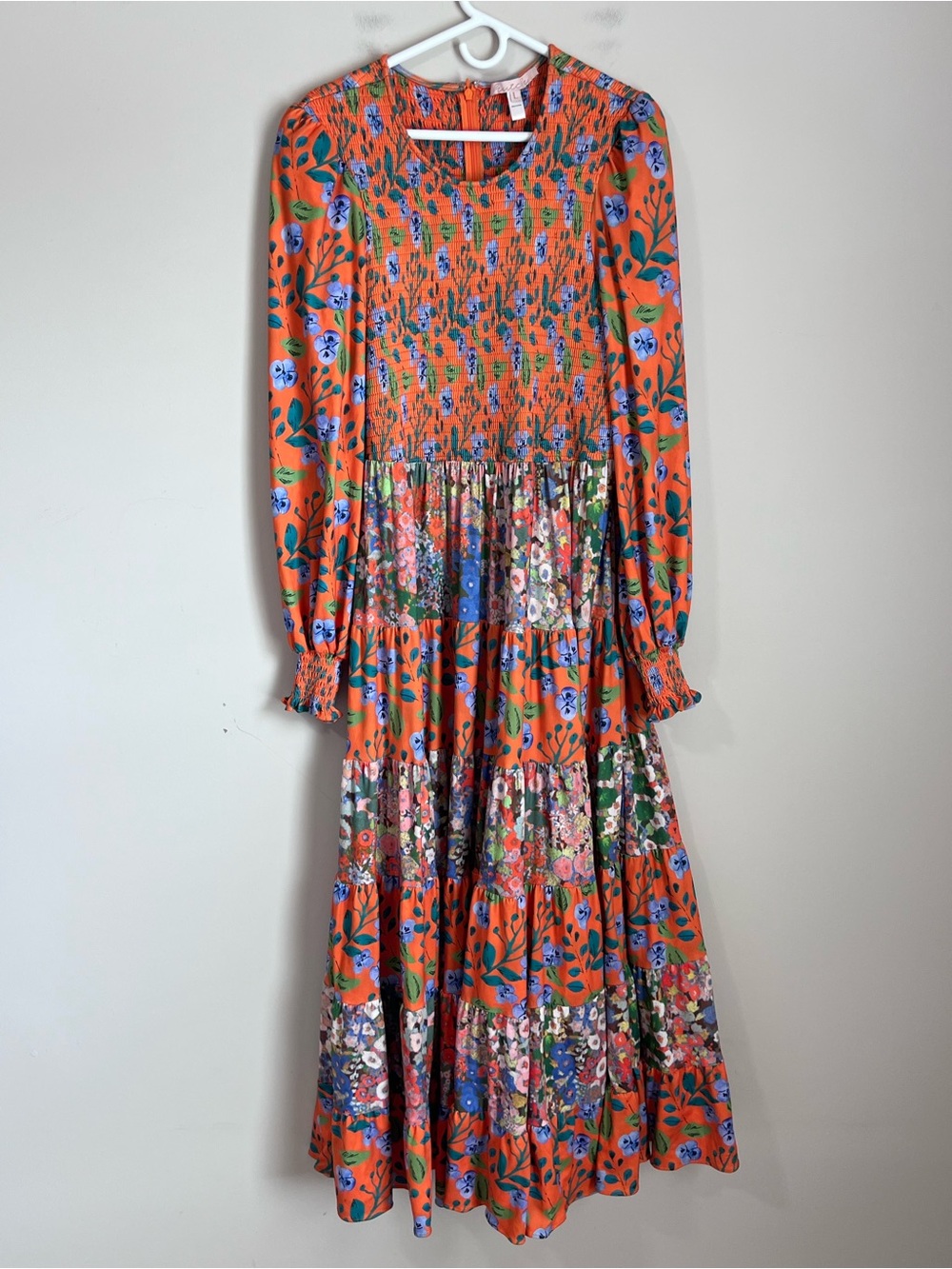 Hutch Orange Floral Maxi Dress with Blue & Green Accents
